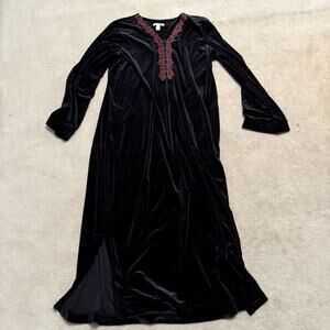 CHARTER CLUB Women's 1/4 zip front, long maxi Velvet Dress, Medium Black